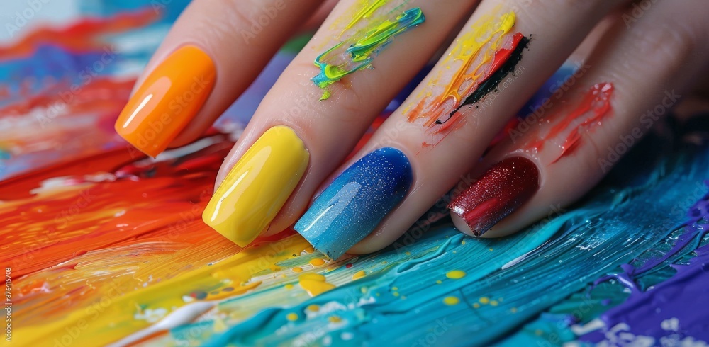 Obraz premium Colorful Nail Polish On A Palette Of Paint
