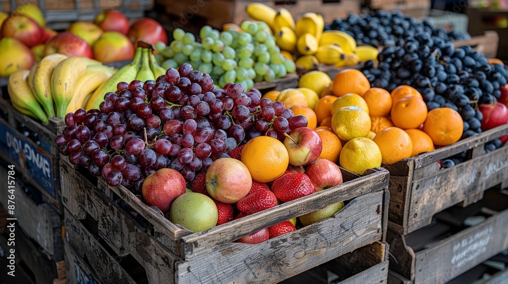Fresh Fruit In A Wooden Crate Fresh Fruit In A Wooden Crate
