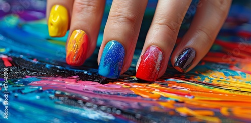 Colorful Nail Polish On A Palette Of Paint