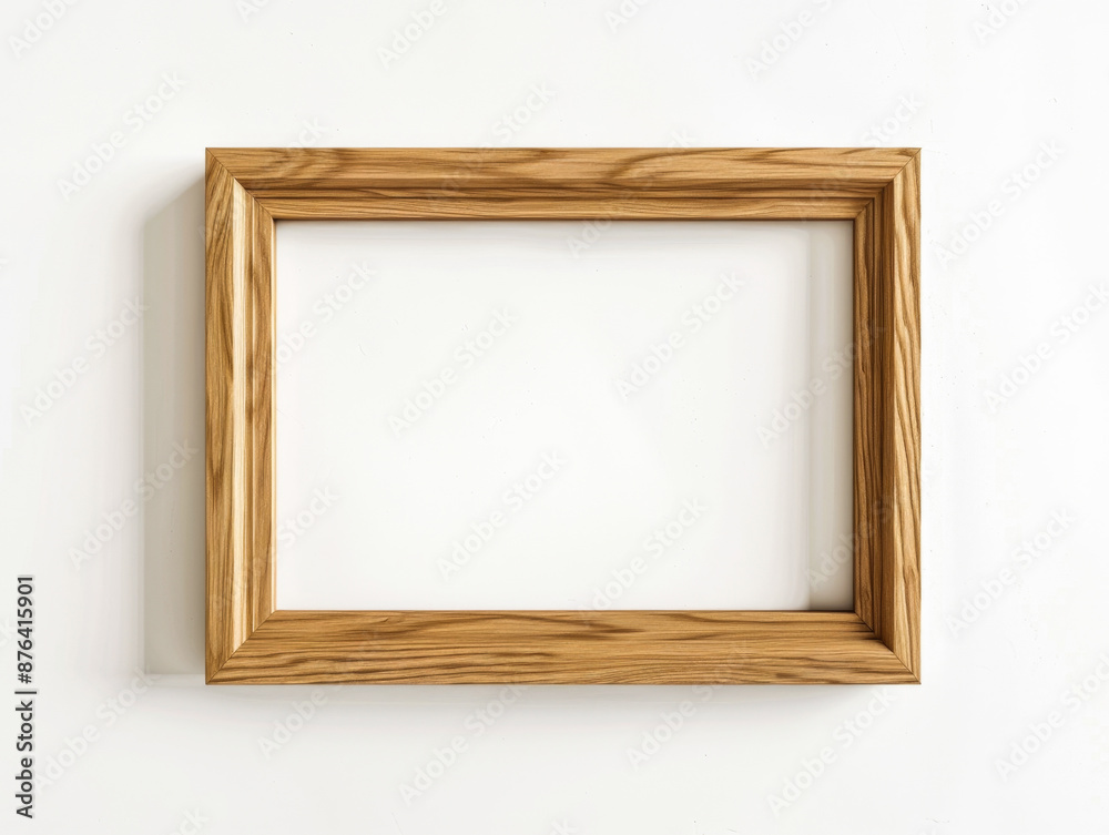 A wooden frame with a white background. The frame is empty and has no picture or decoration. The frame is simple and elegant, giving a sense of calmness and serenity A wooden frame with a white background. The frame is empty and has no picture or decoration. The frame is simple and elegant, giving a sense of calmness and serenity
