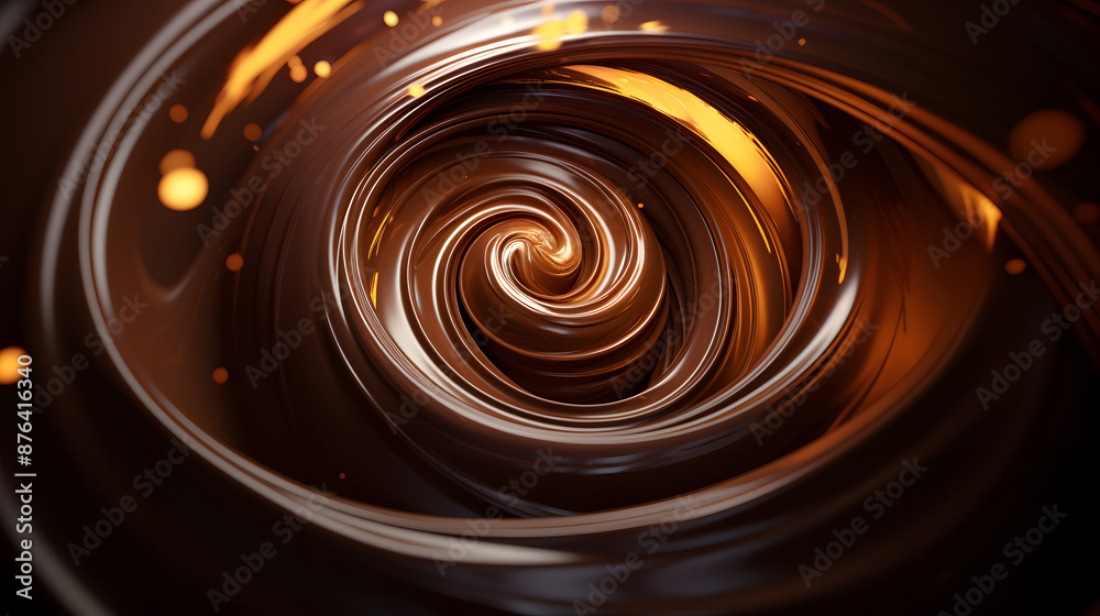 Chocolat swirl with molten dark chocolate - 3D illustration Chocolat swirl with molten dark chocolate - 3D illustration