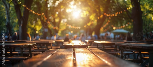 Sunny Day Beer Garden Table With a Glass of Beer