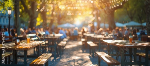 Sunny Day Beer Garden Table With a Glass of Beer
