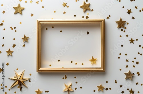 Golden Frame Surrounded by Gold Stars