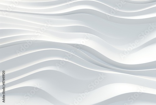 White abstract background with smooth wavy lines. 3d render illustration