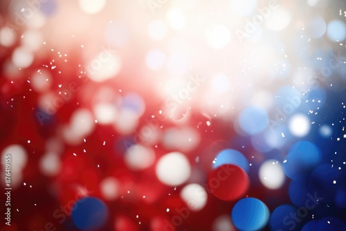 Abstract background with bokeh defocused lights and snowflakes
