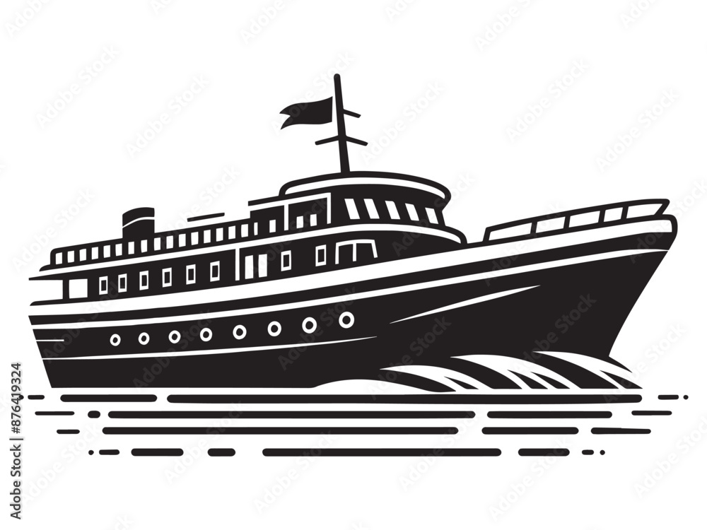 Fototapeta premium Modern ship silhouette vector illustration isolated on a white background