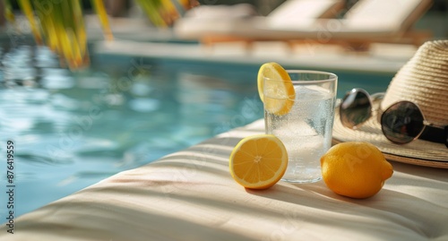Refreshing Lemonade by the Poolside on a Sunny Day