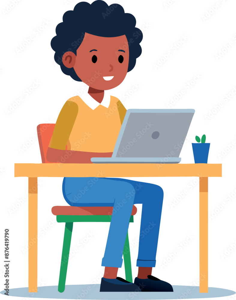 Student Sitting at Desk Using a Laptop for Studying Student Sitting at Desk Using a Laptop for Studying