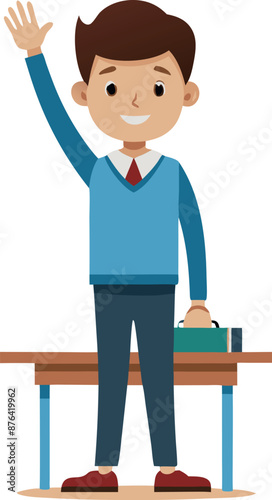 Full Body Photo of a Student Putting Up Their Hand in Class