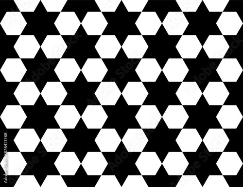 Vector rectangular sport soccer background champions football five pointed black star with grey hexagons ball.