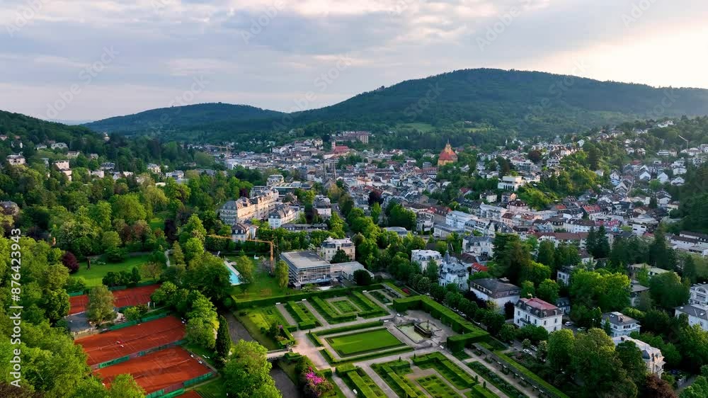 Aerial view of the city Baden-Baden in Germany in summer. thermal springs. Spa Aerial view of the city Baden-Baden in Germany in summer. thermal springs. Spa