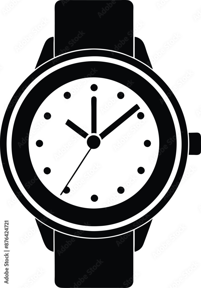 Hand watch illustration black and white Hand watch illustration black and white
