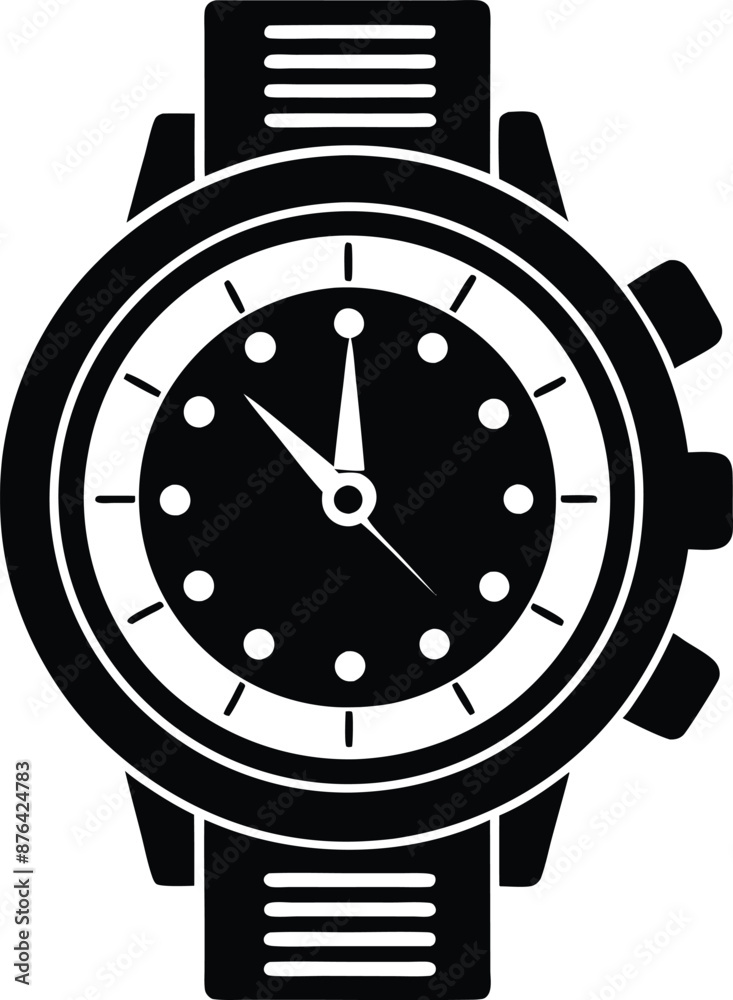 Hand watch illustration black and white Hand watch illustration black and white