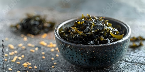 Irish wildharvested Sea Moss dried seaweed used as a healthy food supplement. Concept Sea Moss Benefits, Wildharvested Seaweed, Healthy Food Supplement, Irish Sea Moss photo