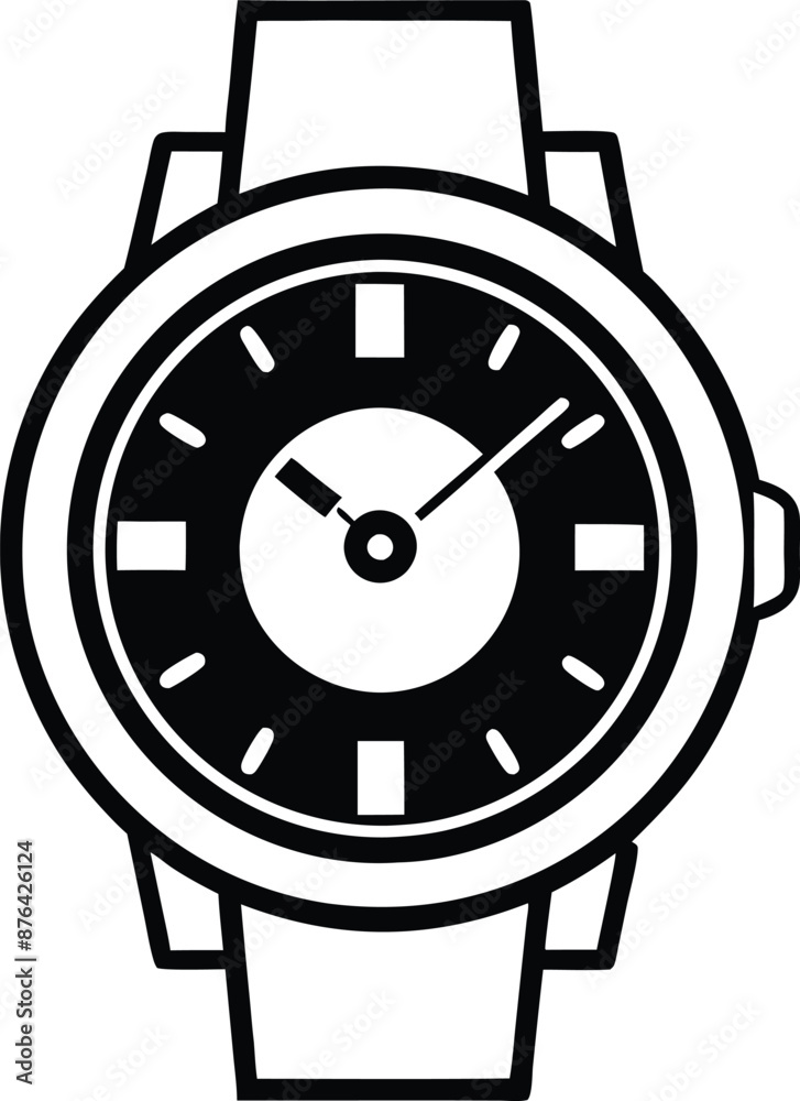 Hand watch illustration black and white Hand watch illustration black and white