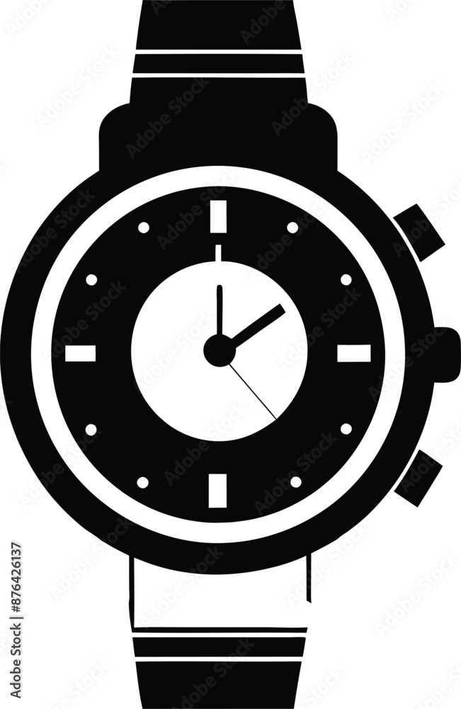 Hand watch illustration black and white Hand watch illustration black and white
