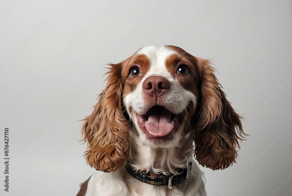 Playful English Cocker Spaniel Dog Posing on White Background Playful English Cocker Spaniel Dog Posing on White Background