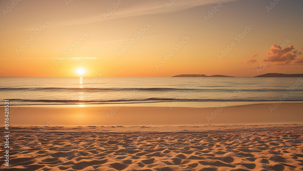 Obraz premium lush beach, golden sunset, great summer, relaxing vacation