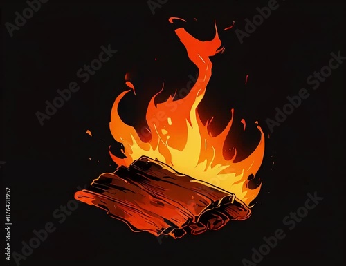 fire on black background. generative Ai