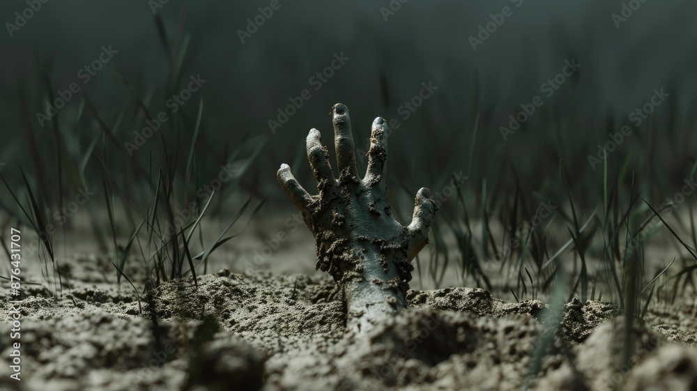 Grasping for Hope - A hand reaches out from the grave, covered in mud, a chilling reminder of mortality and the unknown. Grasping for Hope - A hand reaches out from the grave, covered in mud, a chilling reminder of mortality and the unknown.