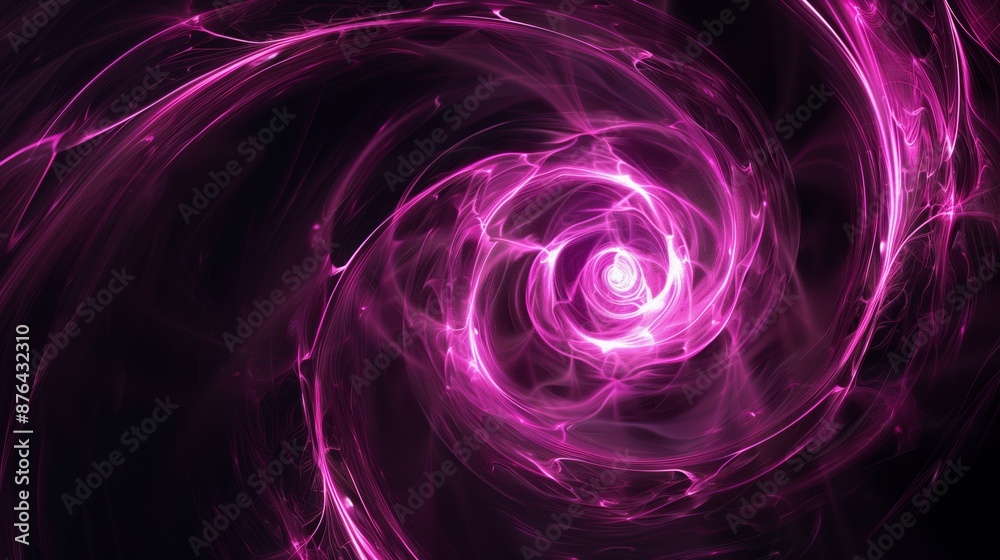 A flat and thin and long pink spiral with a black background. A flat and thin and long pink spiral with a black background.