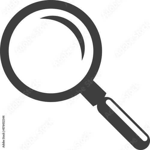Magnifying glass or search icon, flat vector graphic on isolated background.