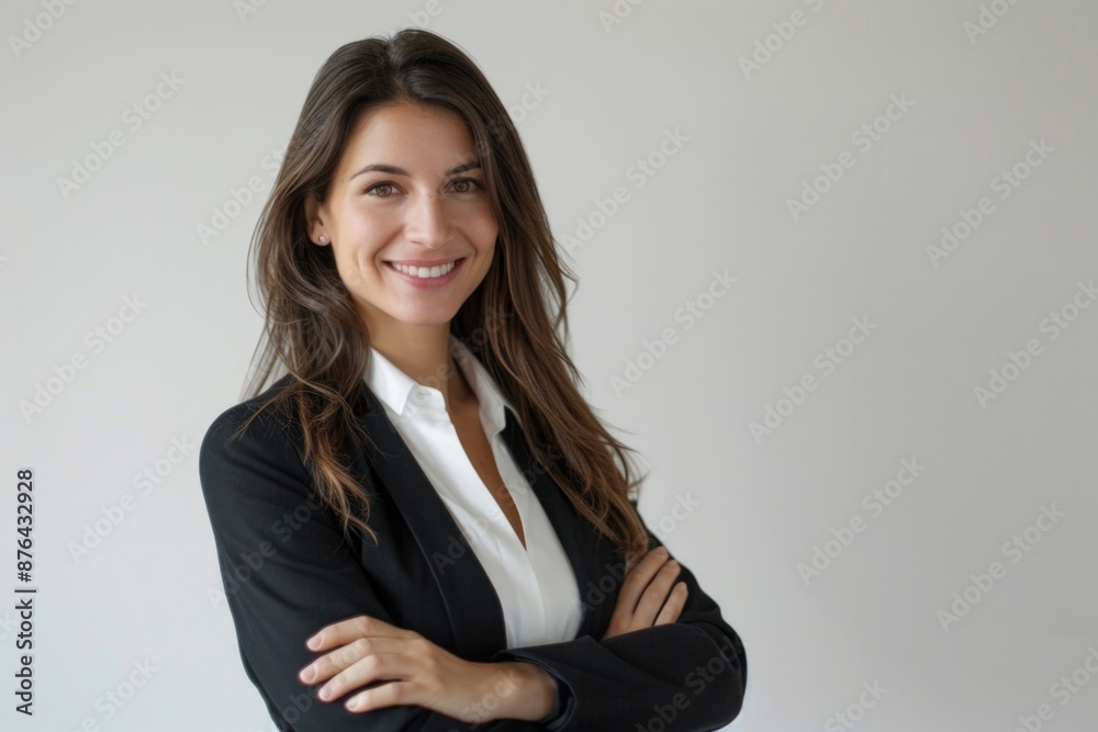 A woman stands with her arms crossed, conveying a sense of determination or confidence A woman stands with her arms crossed, conveying a sense of determination or confidence