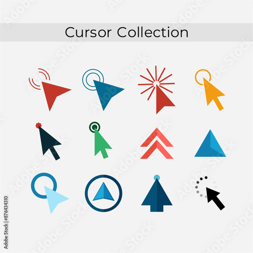 Mouse click cursor set. Hand Cursor. Click icon. Mouse pointer set. Arrow cursor. Vector illustration