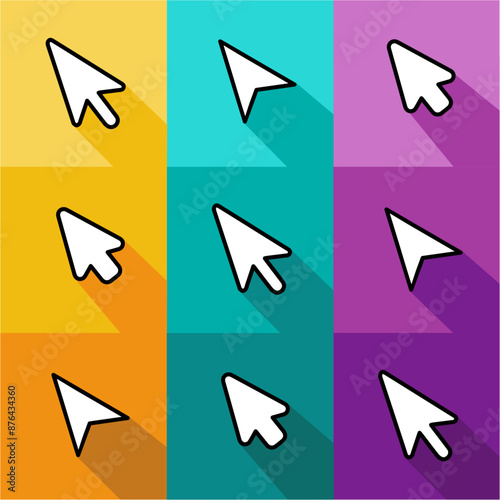 Mouse click cursor set. Hand Cursor. Click icon. Mouse pointer set. Arrow cursor. Vector illustration