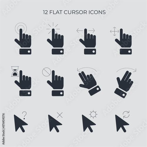 Mouse click cursor set. Hand Cursor. Click icon. Mouse pointer set. Arrow cursor. Vector illustration