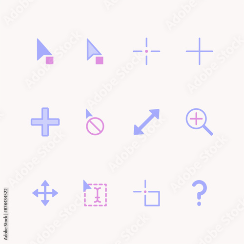 Mouse click cursor set. Hand Cursor. Click icon. Mouse pointer set. Arrow cursor. Vector illustration
