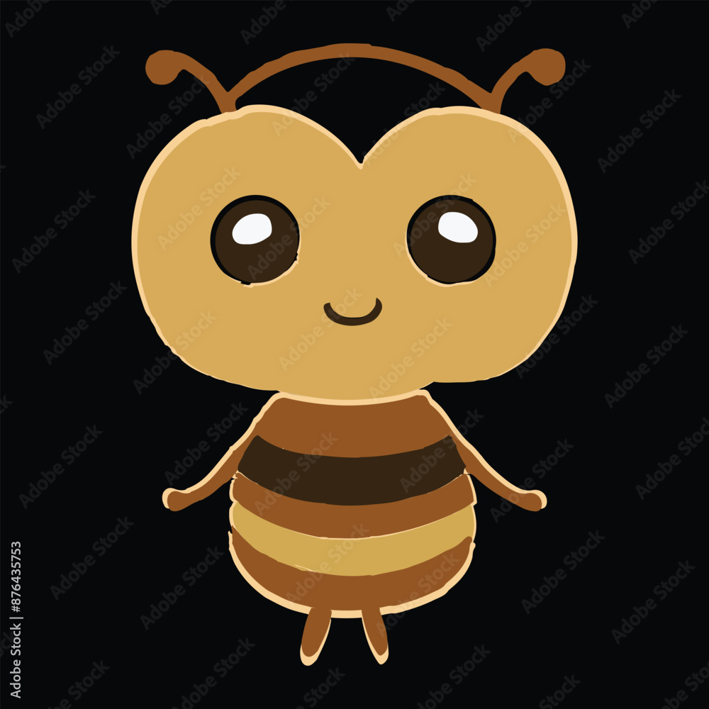 Obraz premium Cartoon cute bee flying. Vector illustration.