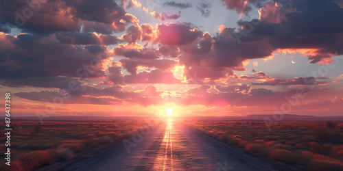 Sunrise sky ultra high quality hyper realistic beautiful vibrant majestic color Generative AI 