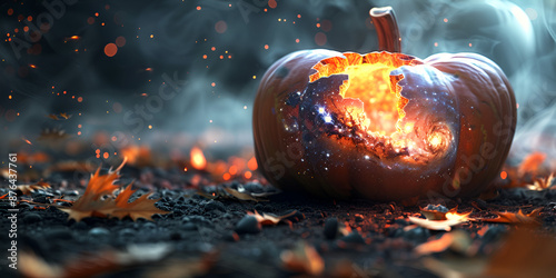 Eerie Halloween Scene Moon Pumpkins Trees Graveyard Ghosts and Spooky Atmosphere Concept Halloween Photoshoot Moonlit Setting Pumpkin Patch Haunted Trees Ghostly Figures