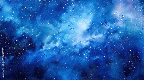 Cosmic Blue Watercolor Galaxy Background Nebula Sky Starscape Space Texture Deep Space Astronomy Universe Night Sky Celestial Background Blue Watercolor Abstract Art Starry Night © Hoody Baba