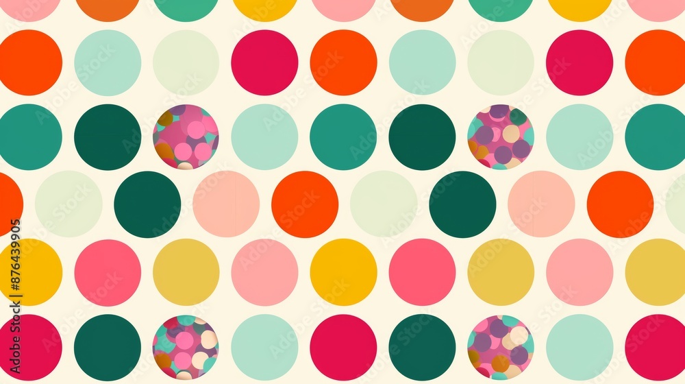 A vibrant polka dot pattern, perfect for adding a cheerful, whimsical touch to any room or fashion item. A vibrant polka dot pattern, perfect for adding a cheerful, whimsical touch to any room or fashion item.