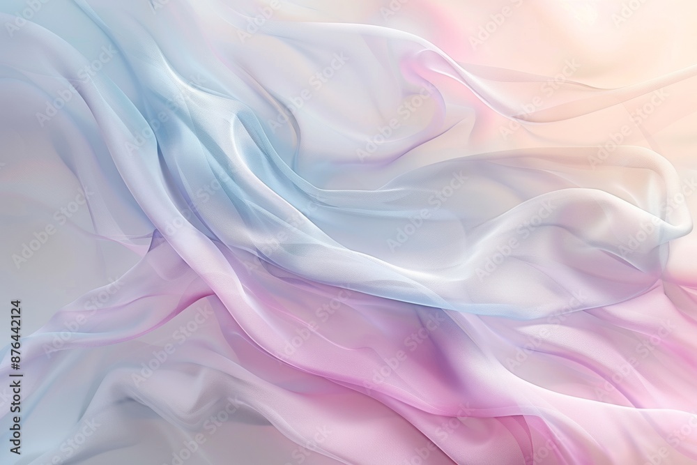 Obraz premium Abstract pastel pink and blue background with flowing silk fabric