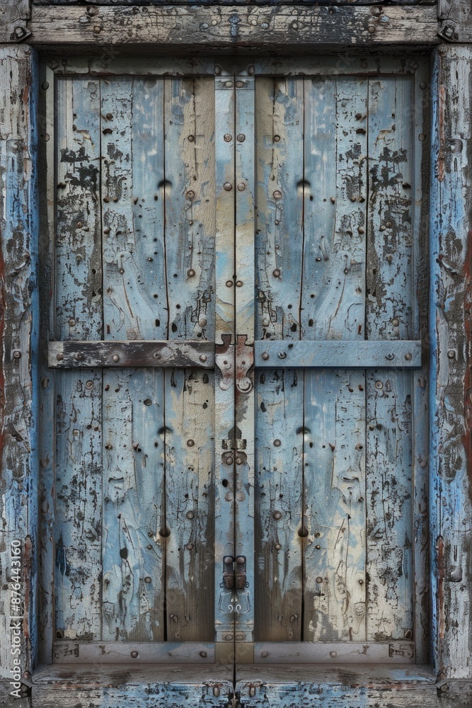 A close-up shot of an old wooden door with a metal latch, ideal for use in historical or rustic-themed designs A close-up shot of an old wooden door with a metal latch, ideal for use in historical or rustic-themed designs