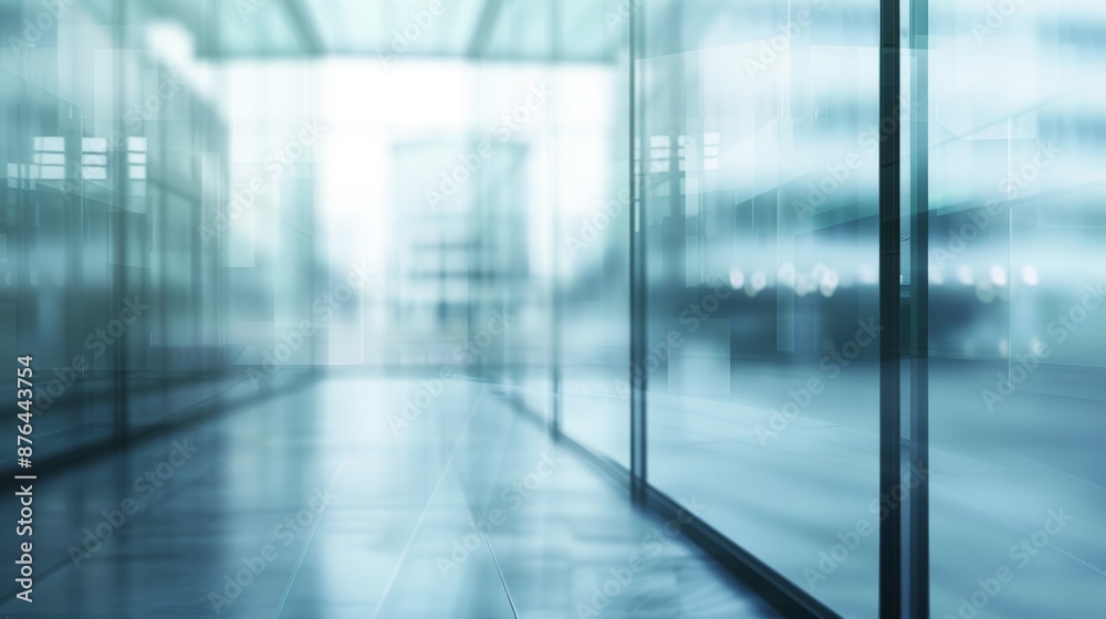 Modern Office Space with Glass Wall and Abstract Light Background Generative AI Modern Office Space with Glass Wall and Abstract Light Background Generative AI