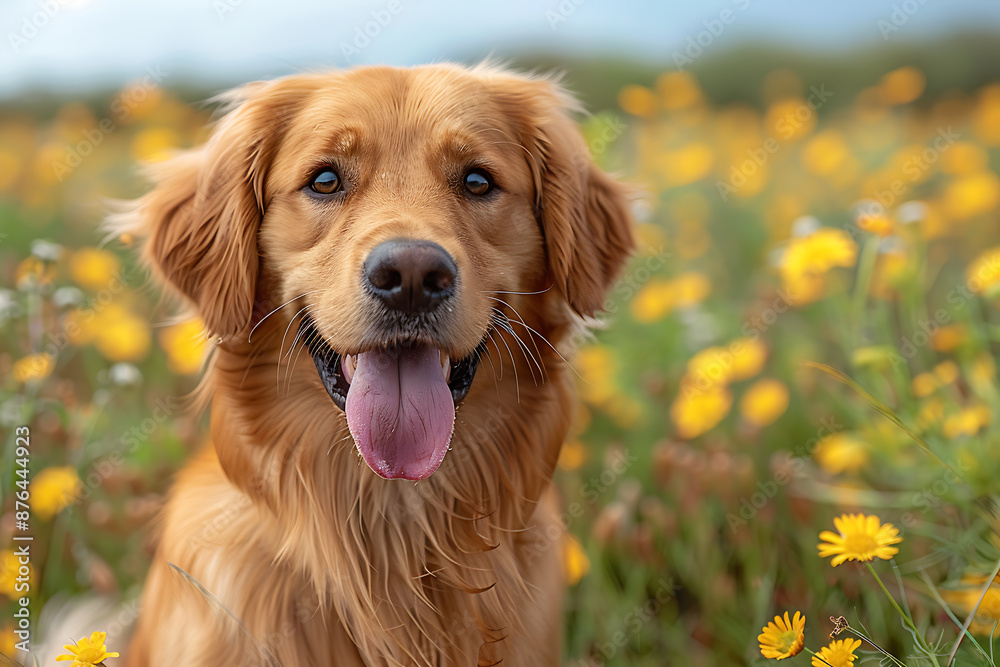 Obraz premium Golden Retriever Puppy Learns to Sit