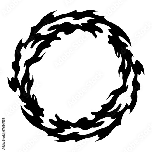 火の輪のシルエット