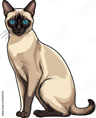 Adorable Siamese Cat – Vector Illustration of a Happy Kitten