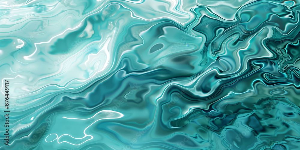 Fototapeta premium Abstract teal liquid marbling background visualizing flow and fluidity concept