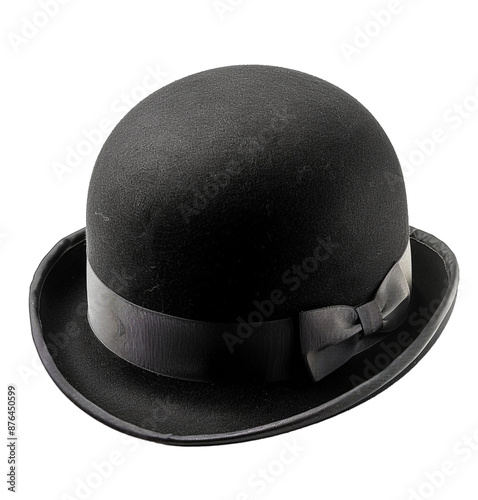 Obraz na płótnie Black bowler hat on isolated transparent background