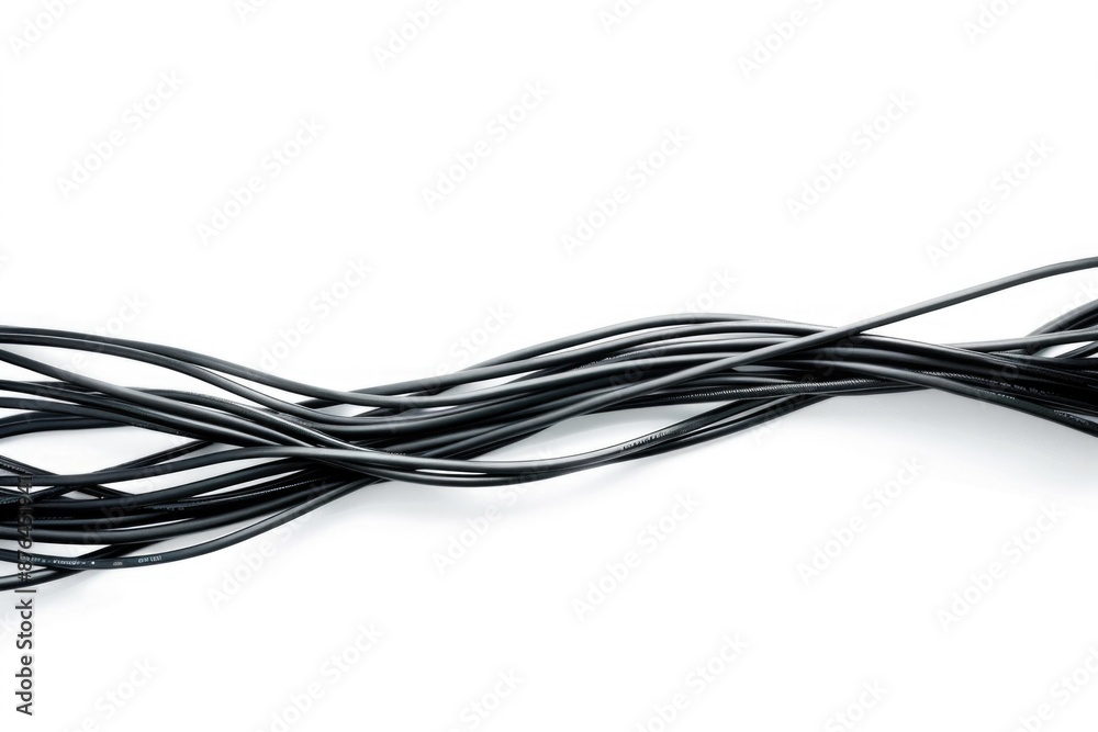 A bunch of black wires laid out on a white surface, useful for DIY projects and crafting A bunch of black wires laid out on a white surface, useful for DIY projects and crafting