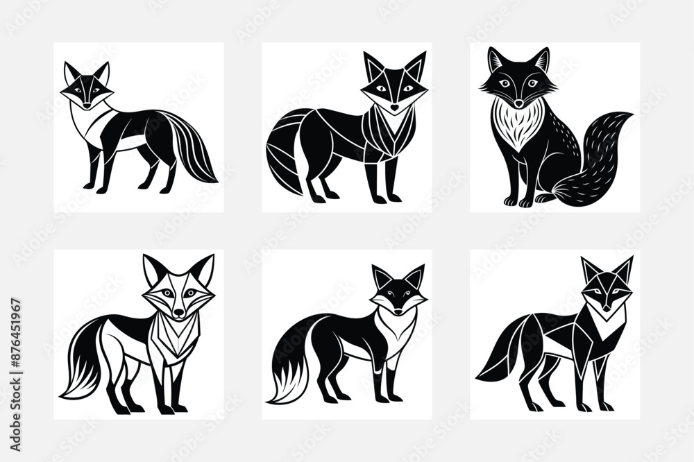 Fototapeta premium Wild fox illustration bundle