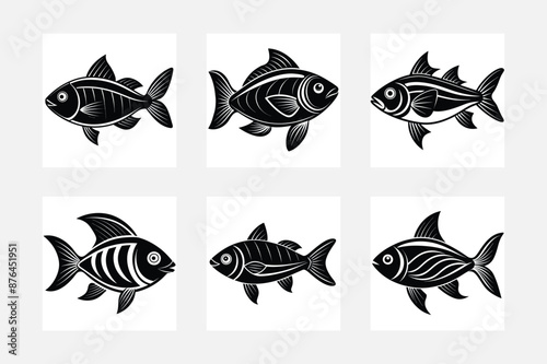 fish silhouettes set