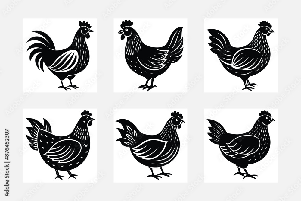 Fototapeta premium Wild hen illustration bundle