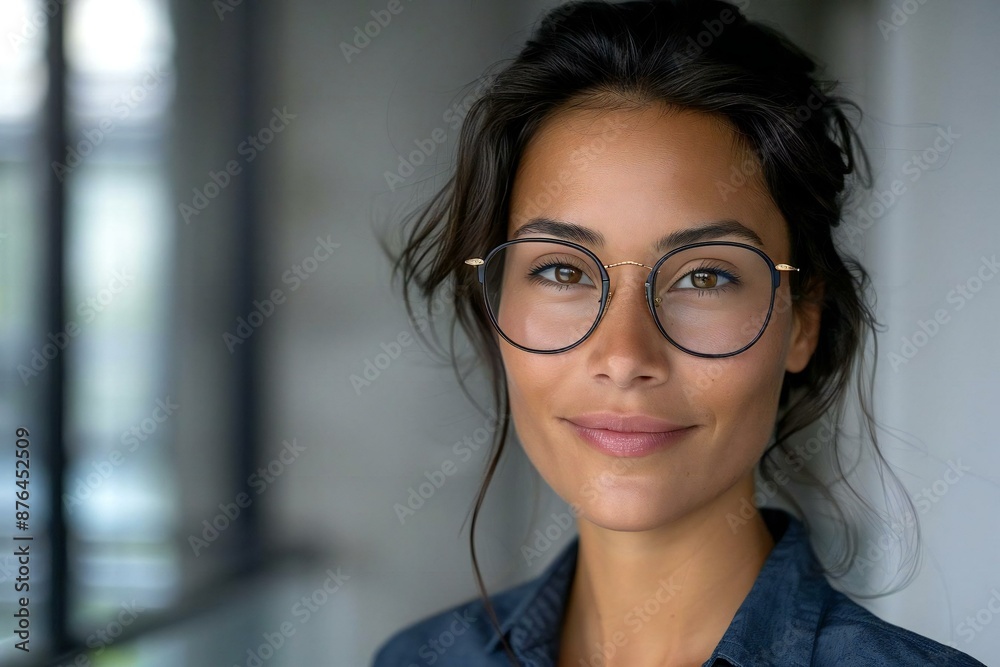 Beautiful woman with eyeglasses smiling in front of the camera. Beautiful woman with eyeglasses smiling in front of the camera.